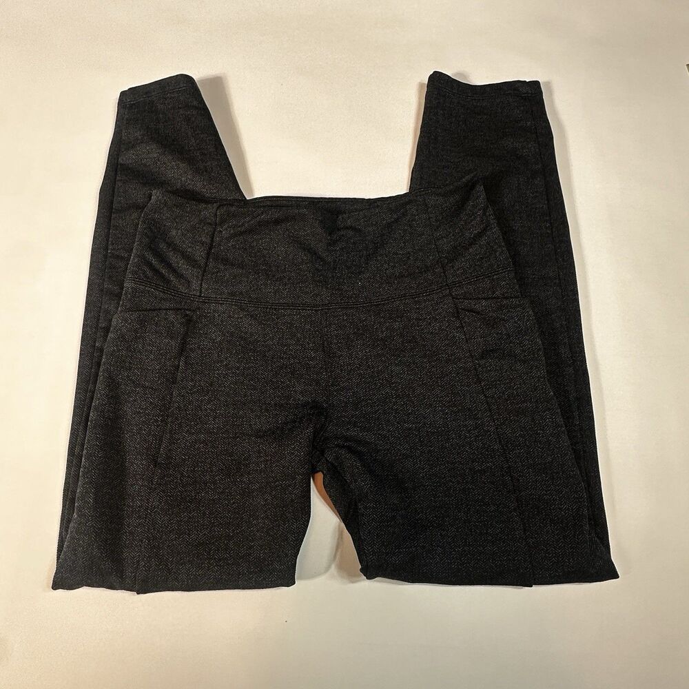 Athleta Leggings Yoga Pants Criss Cross Pattern Size Small Blue Herringbone